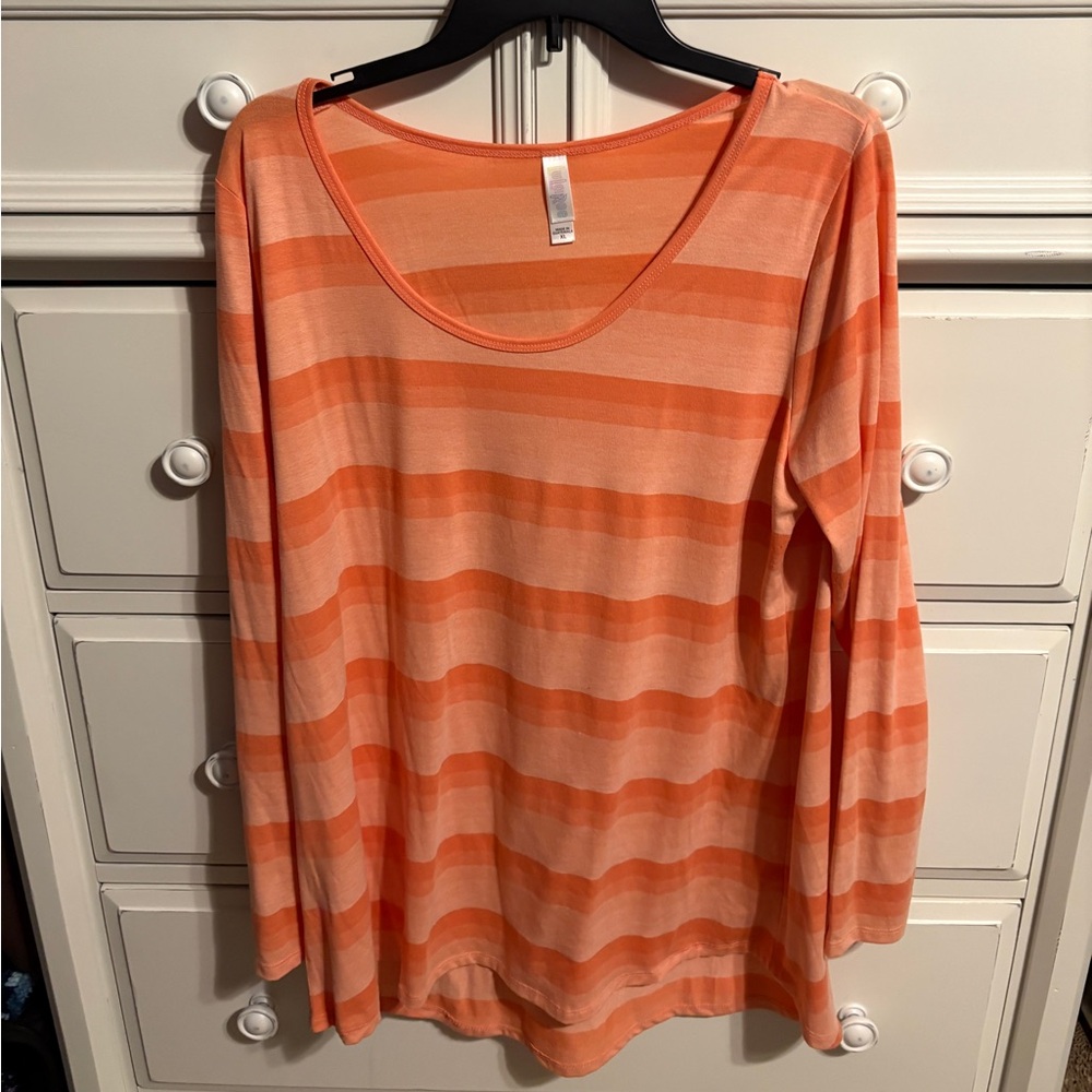 LuLaRoe Orange Striped Long Sleeve Top
